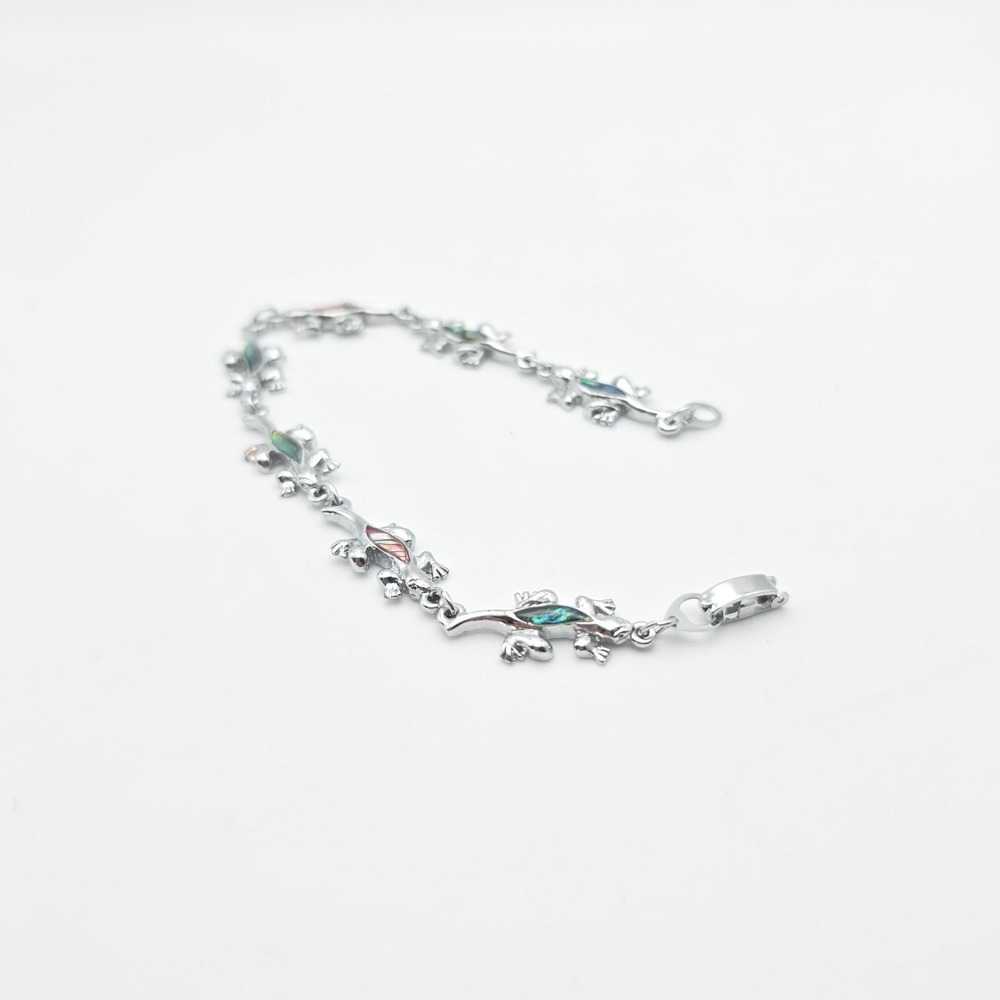 Vintage S-80 Lizard Bracelet Multi-Colored Resin Silver‎ Plate 8" FREE $HIPPING! - Picture 9 of 14